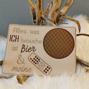 All I need is beer, ITH embroidery file Mug Rug from 10x10