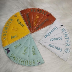 Annual Clock Puzzle Embroidery File In the hoop ITH for 10x10 (English:4x4)