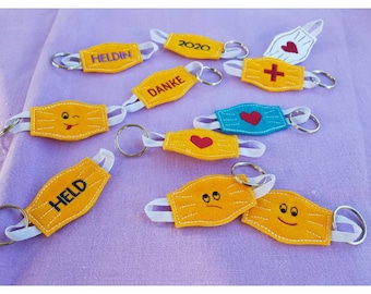 Mouthguard/Mask Keychain ITH Embroidery File 10x10