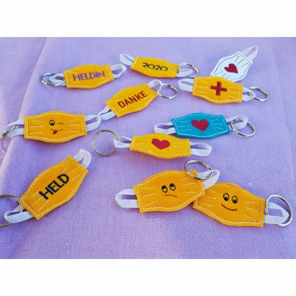 Mouthguard/Mask Keychain ITH Embroidery File 10x10