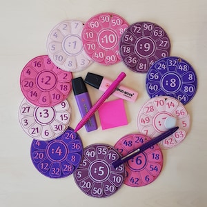 May include: Ten colorful felt circles with numbers and a colon, each circle has a different color and number combination. The numbers range from 1 to 10. The circles are arranged in a circle shape on a white surface.