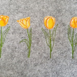 Spring Tulips Doodle Embroidery File from 10x10