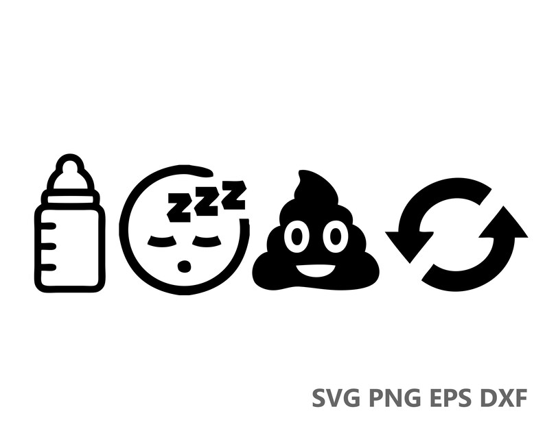 Eat Sleep Poop Repeat Baby Grow Onesie Svg Cutting Files Eps Dxf Png Cricut Silhouette T Shirts Instant File Download Decals Clip Art Art Collectibles