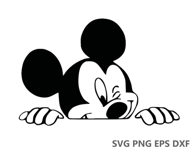 Mickey Mouse Peeking SVG Cutting Files eps dxf png Vector