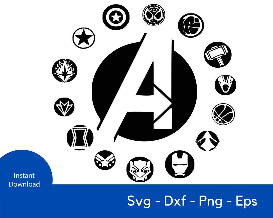 Avengers Logo Circle SVG Cutting Files eps dxf png Cricut | Etsy