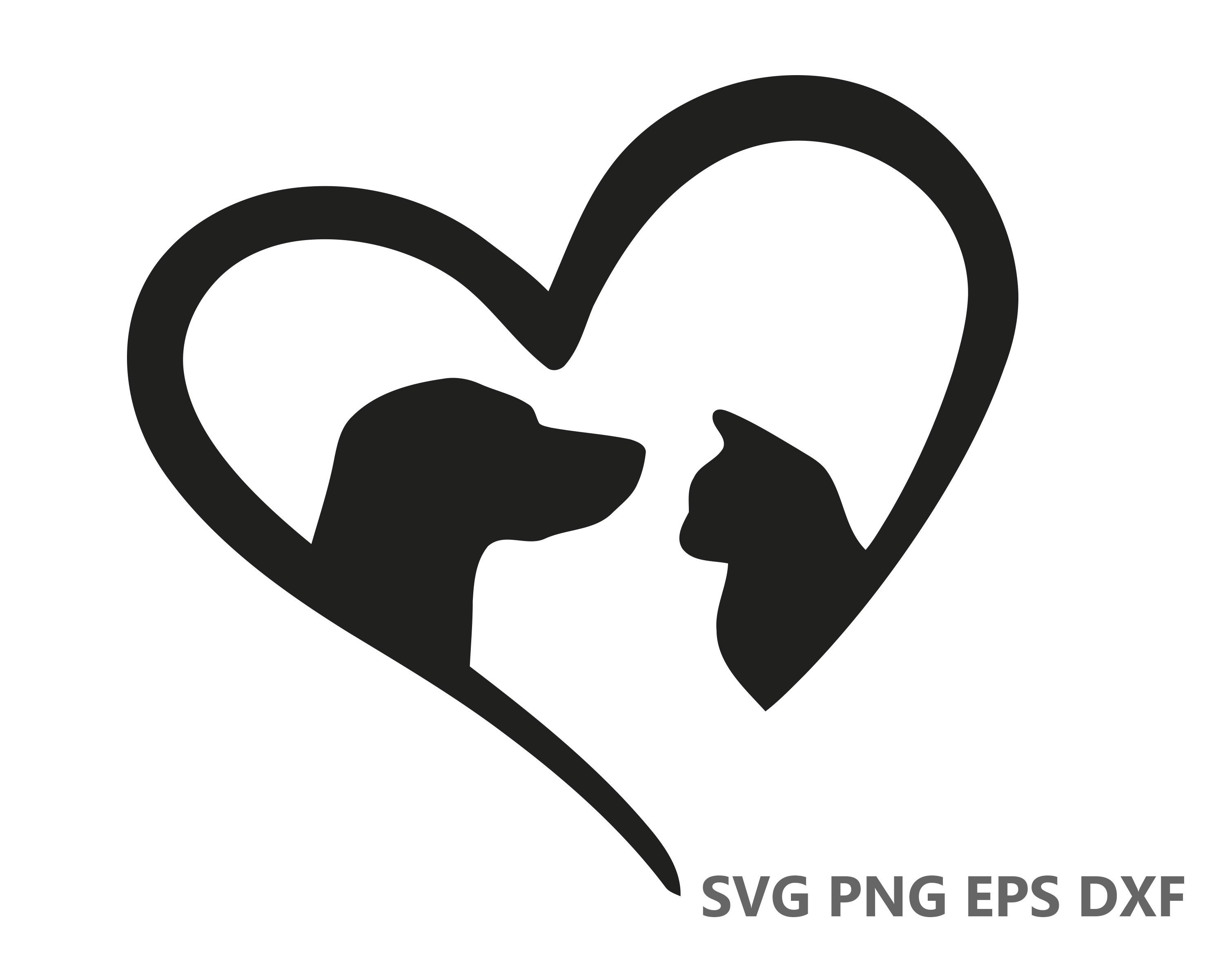 Cat Dog Love Heart SVG Cutting Files eps dxf png Cricut | Etsy