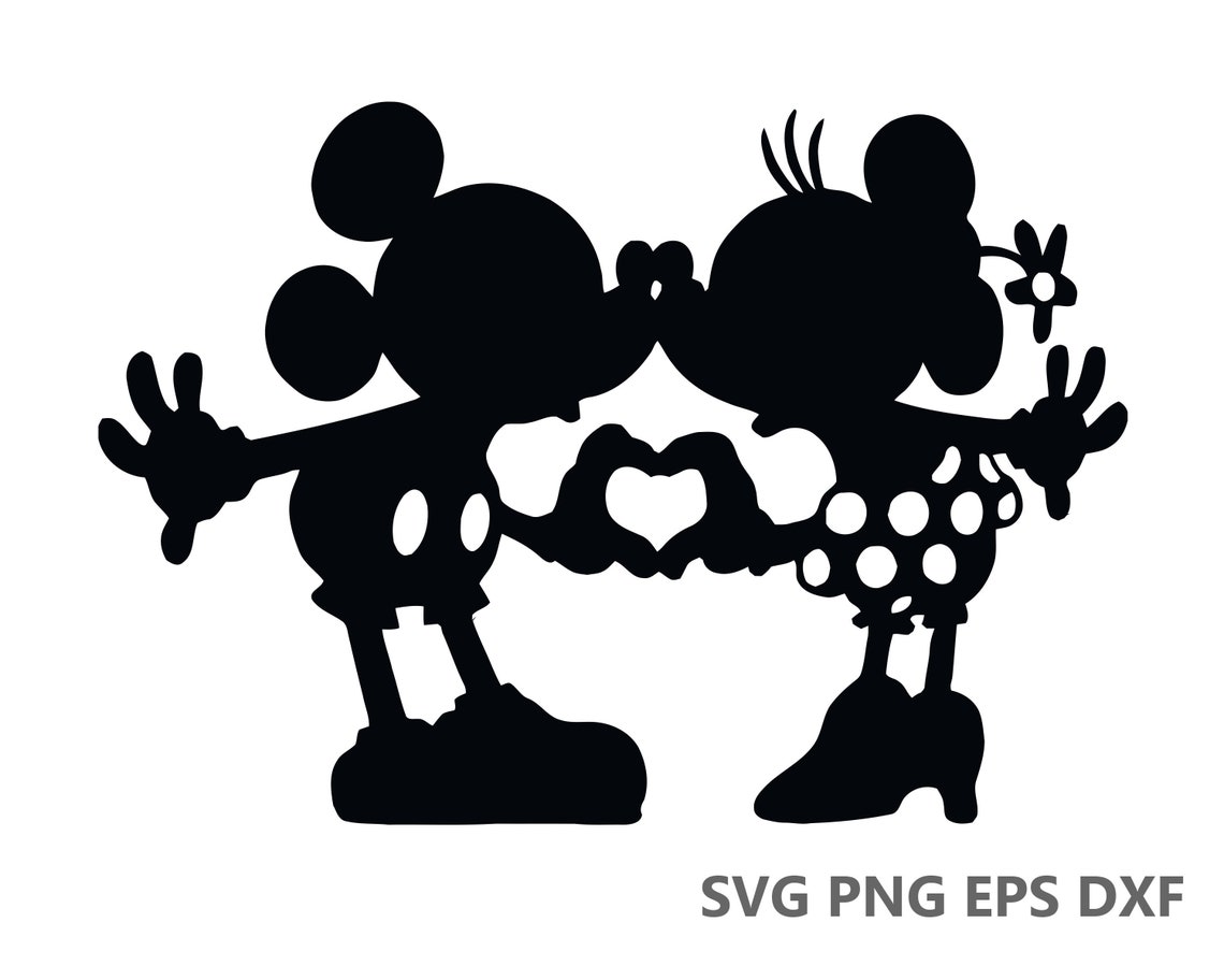 Mickey Minnie Kissing SVG Cutting Files eps dxf png Cricut | Etsy