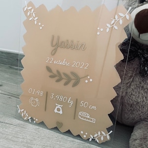 Tableau de naissance plexiglass