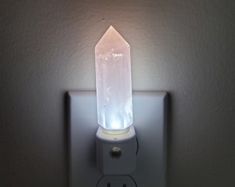 Rose Quartz Crystal Tower LED Night Light with Light Sensor / Babyshower Gift / Baby Shower Gift