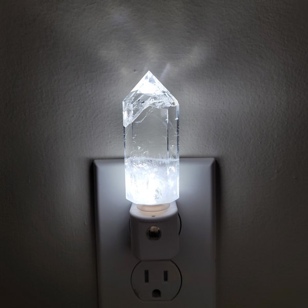 Clear Quartz Crystal Tower LED Night Light with Light Sensor / Babyshower Gift / Baby Shower Gift