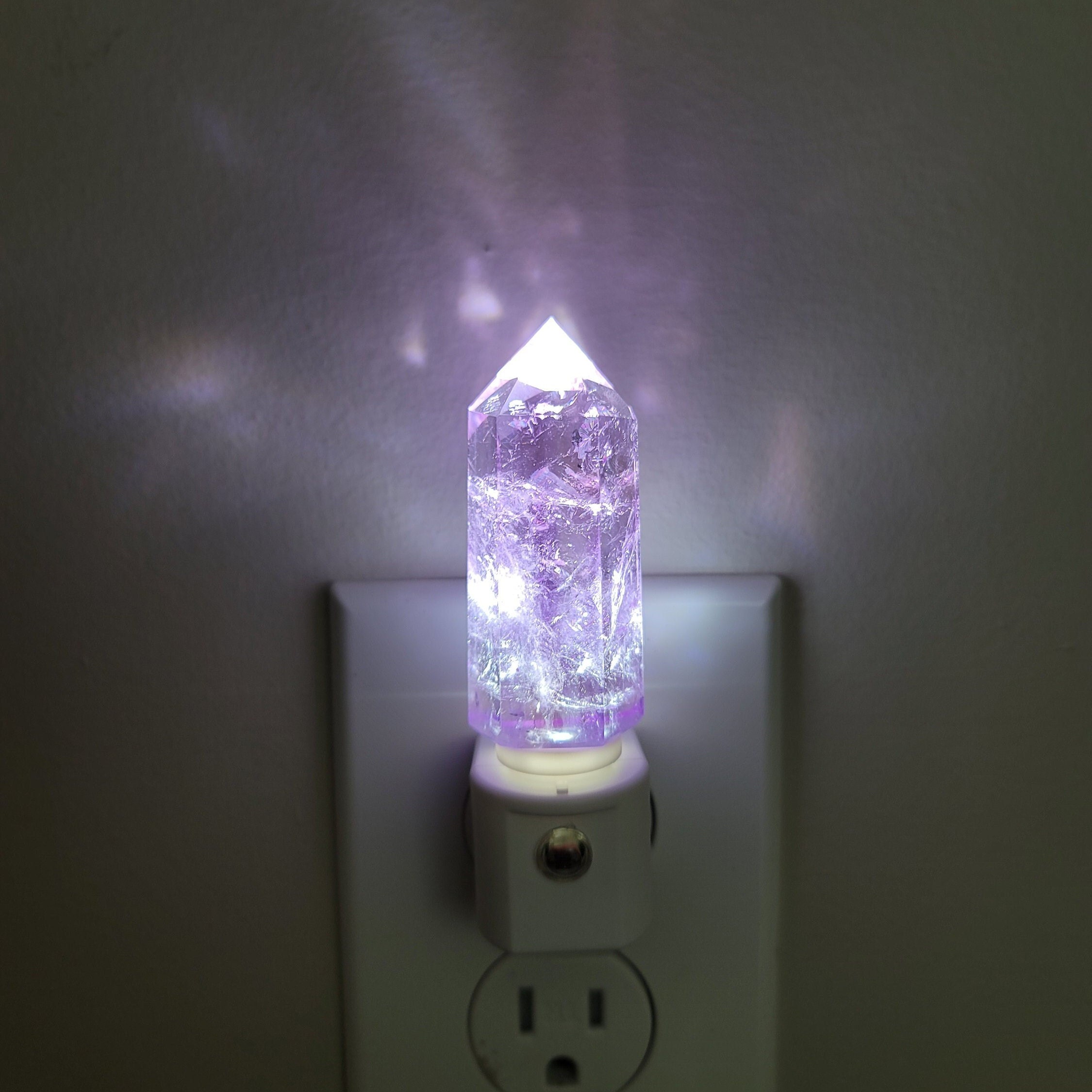 Amethyst Crystal Tower LED Night Light with Light Sensor / Babyshower Gift / Baby Shower Gift