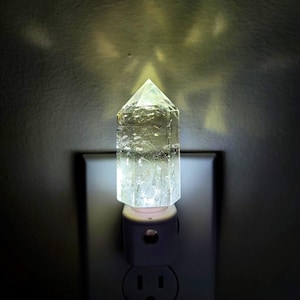 Citrine Crystal Tower LED Night Light with Light Sensor
