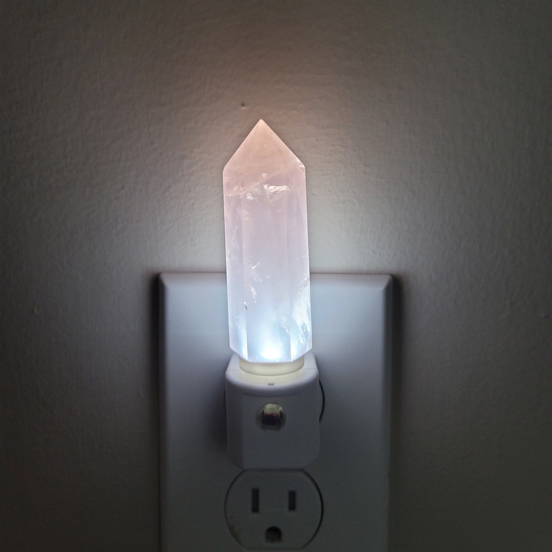 Rose Quartz Crystal Tower LED Night Light With Light Sensor - Etsy