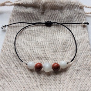 "Pregnancy" bracelet in natural stones, Moonstone, Red Jasper, Gift for pregnant women