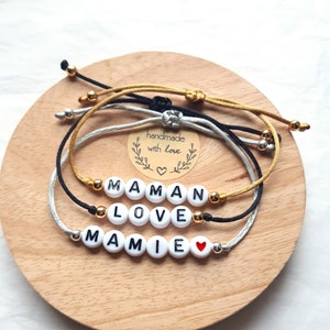 Pulsera personalizable letra, nombre, mensaje... en cordón de raso, regalo de mujer