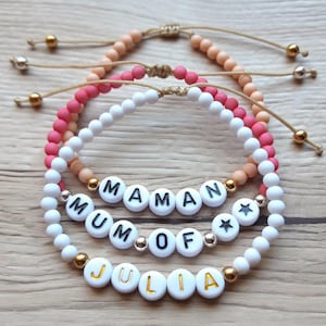 Pulsera personalizable con cuentas de colores, pulsera ajustable hecha a mano, regalo de cumpleaños, nacimiento, despedida de soltera