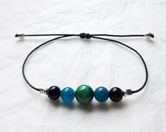 Bracelet "Joint pain, Arthritis, Osteoarthritis" in natural stones Malachite, Apatite and black obsidian