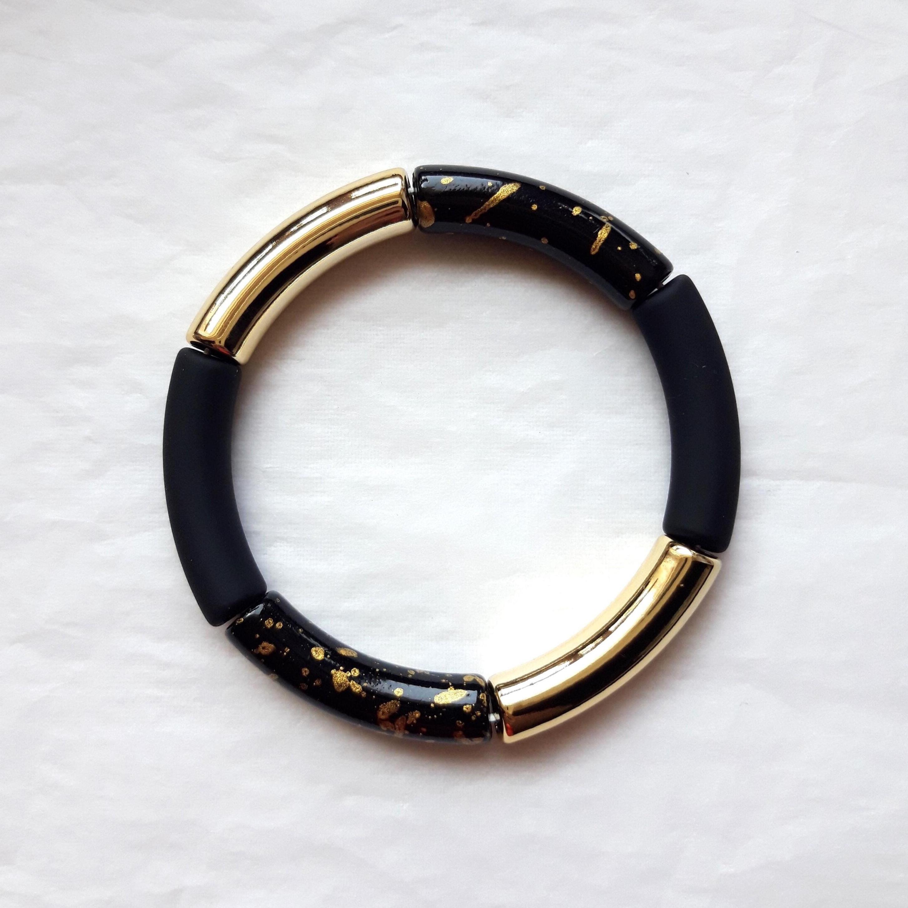 Lot De 29 Perles En Onyx Noir - Forme Colonne/tube 13x4mm - Environ 39cm De Fil - Neuf