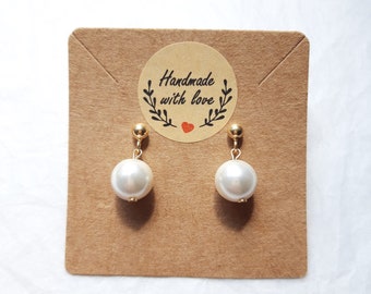 Mother-of-pearl earrings and 925 silver studs gilded with fine gold, Women's gift