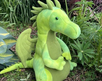 Burnadette the Dragon PDF Sewing Pattern 21“ tall plush stuffed animal