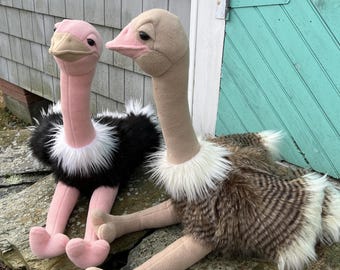 Omelette Ostrich PDF Sewing Pattern 23" tall seated Bird Plush Stuffed Animal large