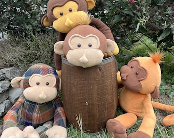 Coconut Monkey PDF Sewing Pattern 18" plush stuffed animal soft sculpture