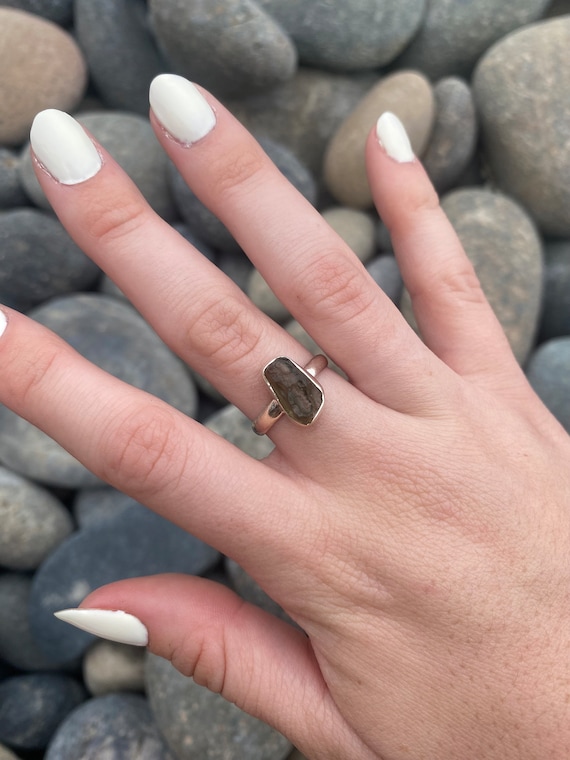 Genuine Moldavite Ring, 925 Sterling Silver, Size… - image 1