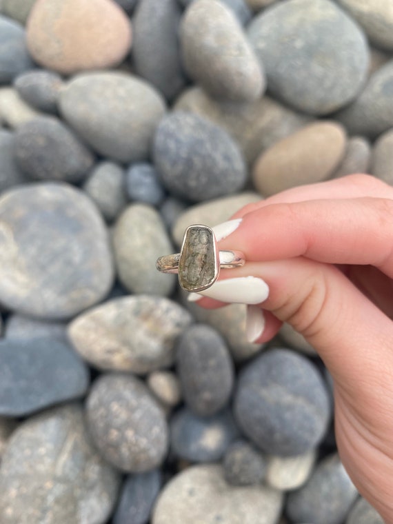 Genuine Moldavite Ring, 925 Sterling Silver, Size… - image 2