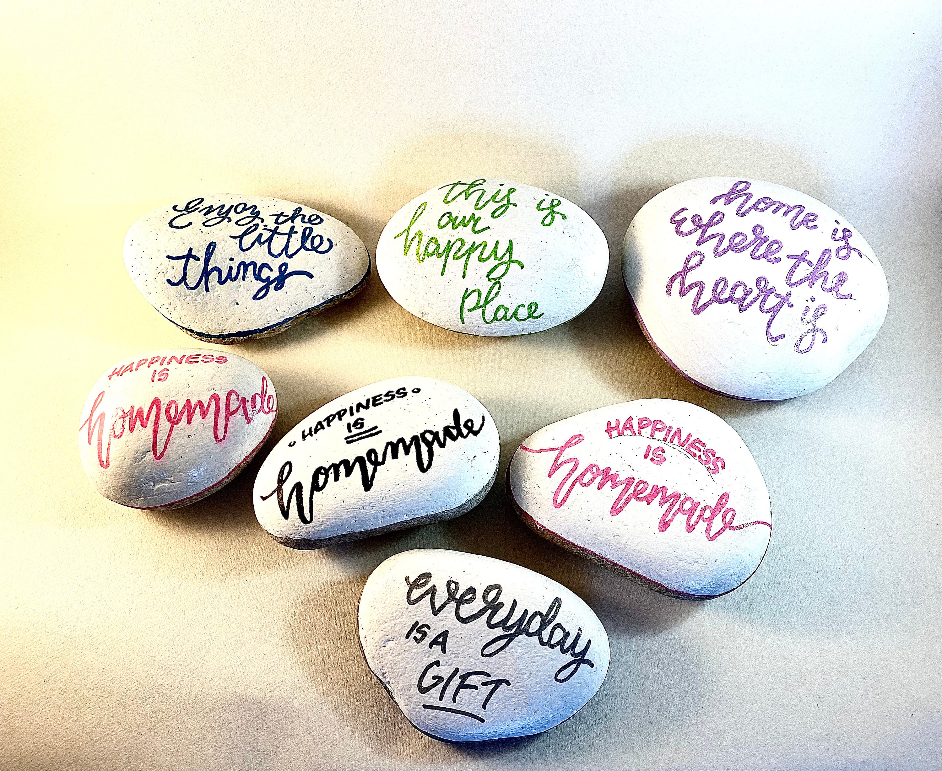 Hand Painted Happiness Pebbles/ Positive Hand Painted Pebble/ Etsy UK