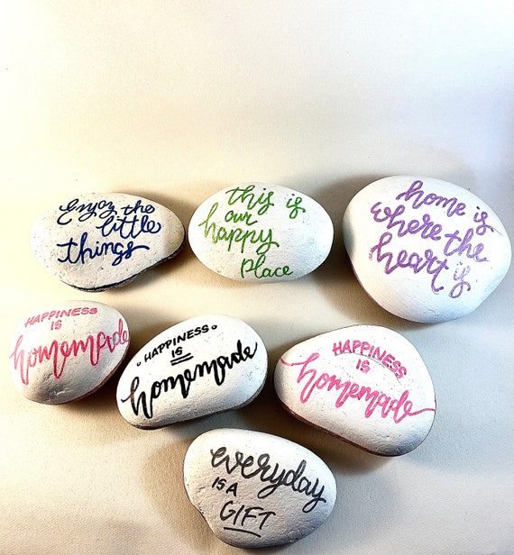 Hand Painted Happiness Pebbles/ Positive Hand Painted Pebble/ Etsy UK
