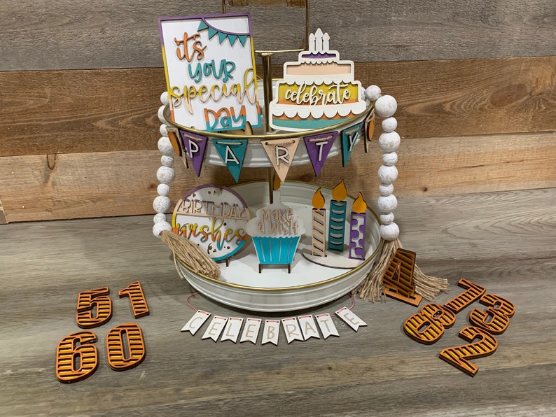 Birthday Tiered Tray Decor Etsy