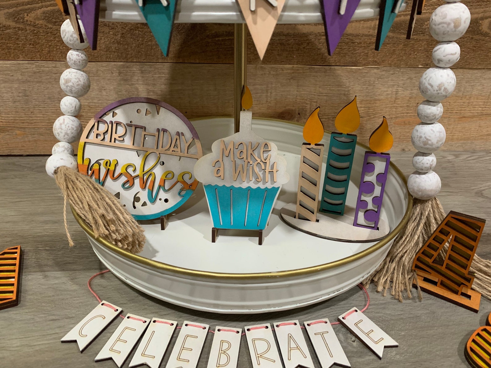 Birthday Tiered Tray Decor Etsy