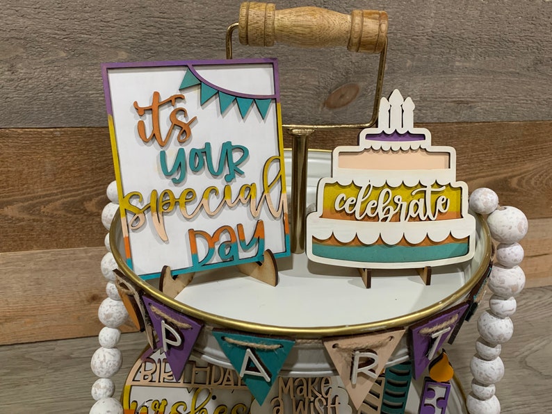 Birthday Tiered Tray Decor Etsy