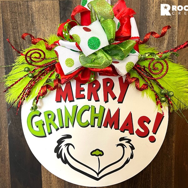 The Grinch Door Hanger | Merry Grinchmas Sign | Winter Door Hanger |  Winter Door Decor | Winter Door Hanger | Grinch Decor