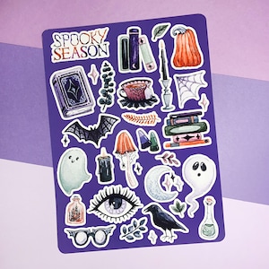 Halloween &quot;spooky season&quot; water-resistant matte sticker sheets, 4.6x6.3 inches