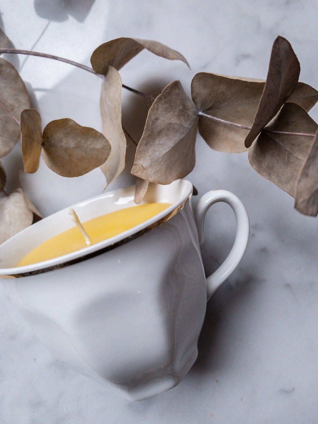 Scented Yellow Candle in Earthenware Cup Etsy