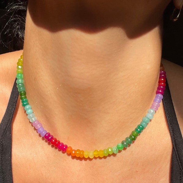 Lil Skittlita - Mini Skittles, Taste the Rainbow Gemstone Candy Necklace - Holiday Jewelry Gifts for Her