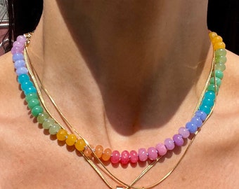 Mrs. Frizzle’s Fave - Rainbow Colorblocked Gemstone Candy Necklace