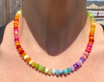 Fruit Loops Hand-Knotted Mini Rainbow Gemstone Candy Necklace