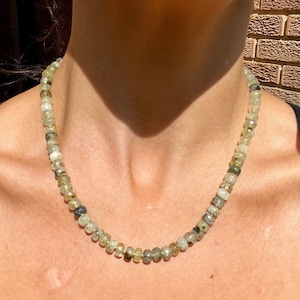 Bossy Mossy Hand Knotted Prehnite Gemstone Candy Necklace