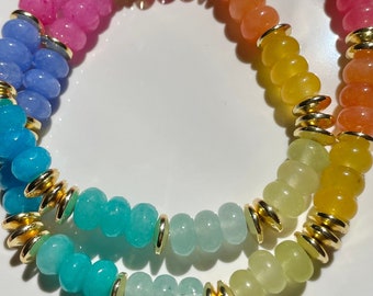 Technicolor Dreamcoat - Rainbow Gemstone Necklace with Charm
