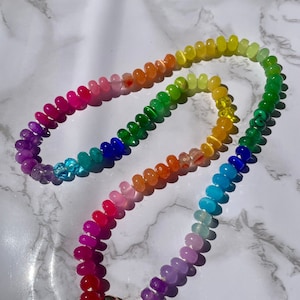 Sweetheart Skittles | Hand-Knotted  Rainbow Gemstone Candy Necklace with Gold Filled Heart Enhancer