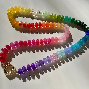 King Size Skittles - Rainbow Gemstone Candy Necklace with Enhancer Clasp