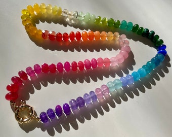 King Size Skittles - Rainbow Gemstone Candy Necklace with Enhancer Clasp