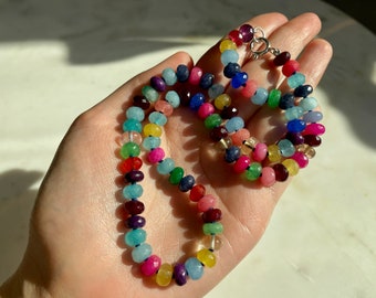Girl Scout Camp 19” Hand Knotted Gemstone Candy Necklace