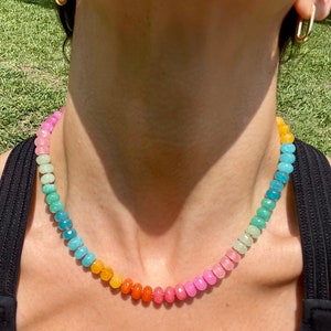 Fruity Pebbles | Hand-Knotted Rainbow Gemstone Candy Necklace