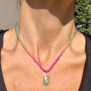 Rainbow Dip n’ Dots - Iridescent Choker & 14K Gold Filled Pendant