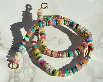 Cleopatra’s New Groove - Multicolor Heishi Gemstone and 14k GF Necklace