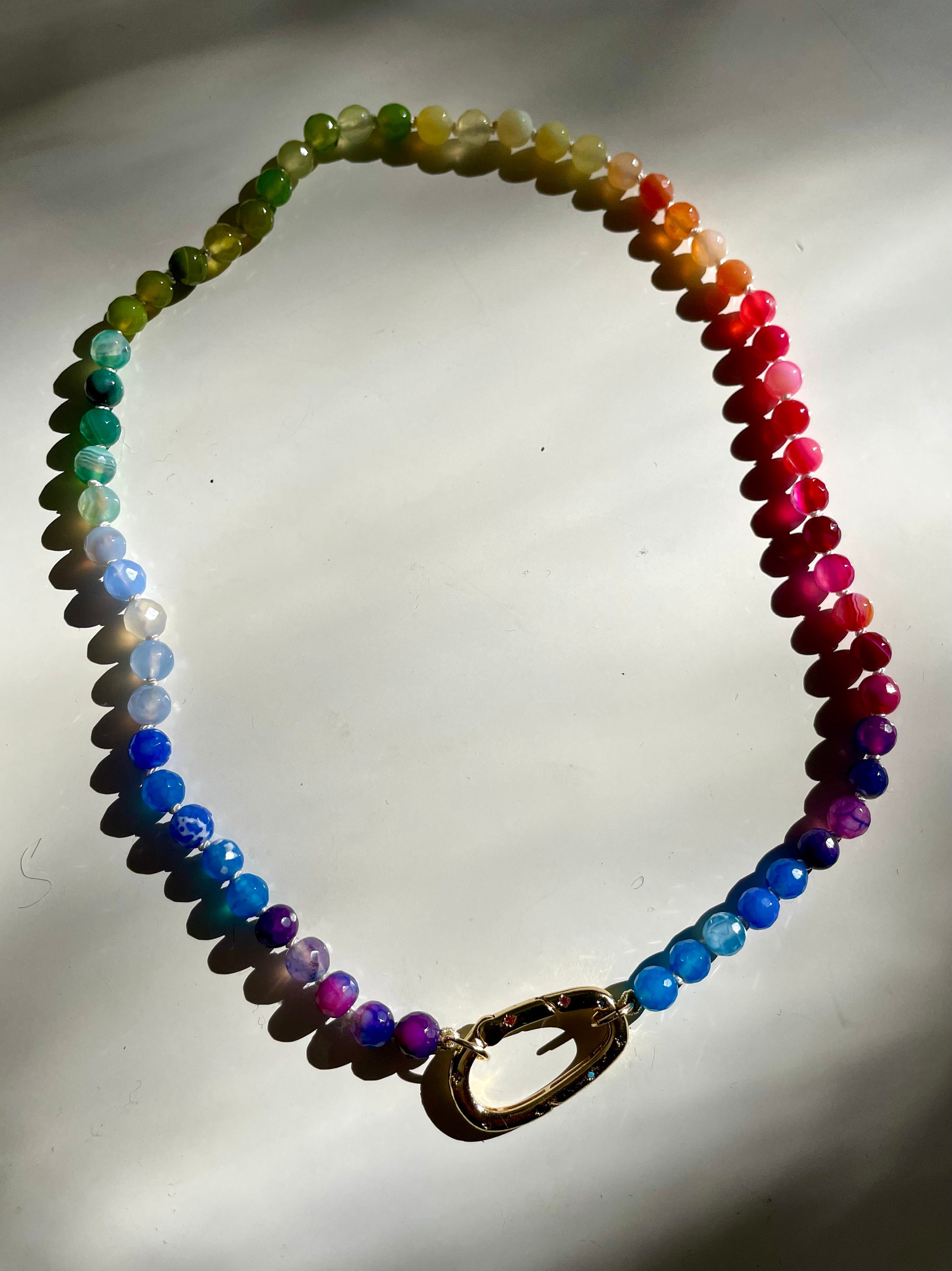 Collier En Agate Corne Orange Ombré Avec Bordure Or 14K Zoë Battles - 18 Pouces