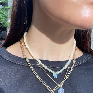 Stack 1 - Ethiopian Opals, Larimar and Amethyst Lallipop, Charm Necklace - Available a la carte